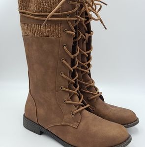 JustFab Brown Combat & Moto Boots